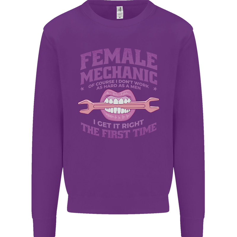 Funny Female Mechanic Kids Sweatshirt Jumper Purple