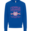 Funny Female Mechanic Kids Sweatshirt Jumper Royal Blue