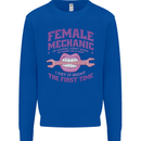 Funny Female Mechanic Kids Sweatshirt Jumper Royal Blue
