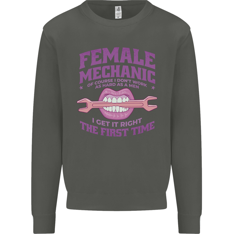 Funny Female Mechanic Kids Sweatshirt Jumper Storm Grey