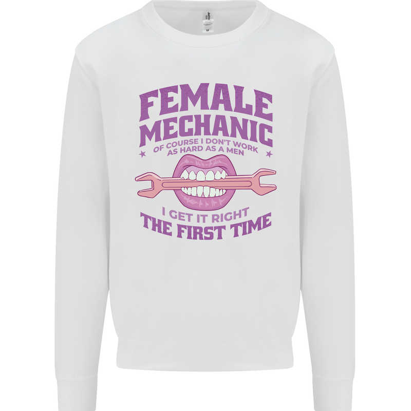 Funny Female Mechanic Kids Sweatshirt Jumper White