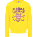 Funny Female Mechanic Kids Sweatshirt Jumper Yellow