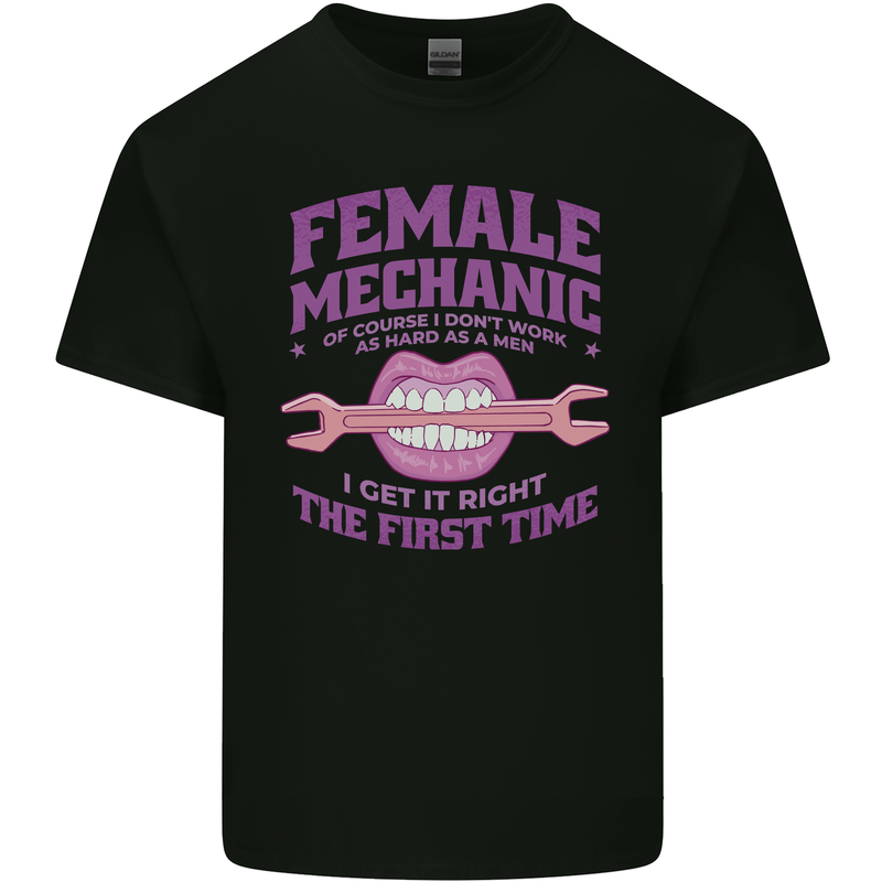 Funny Female Mechanic Kids T-Shirt Childrens Black