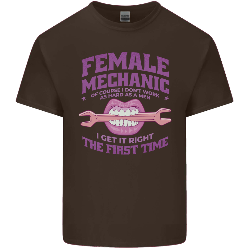 Funny Female Mechanic Kids T-Shirt Childrens Chocolate