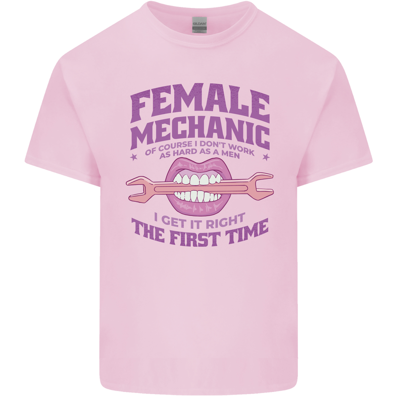 Funny Female Mechanic Kids T-Shirt Childrens Light Pink