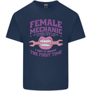 Funny Female Mechanic Kids T-Shirt Childrens Navy Blue