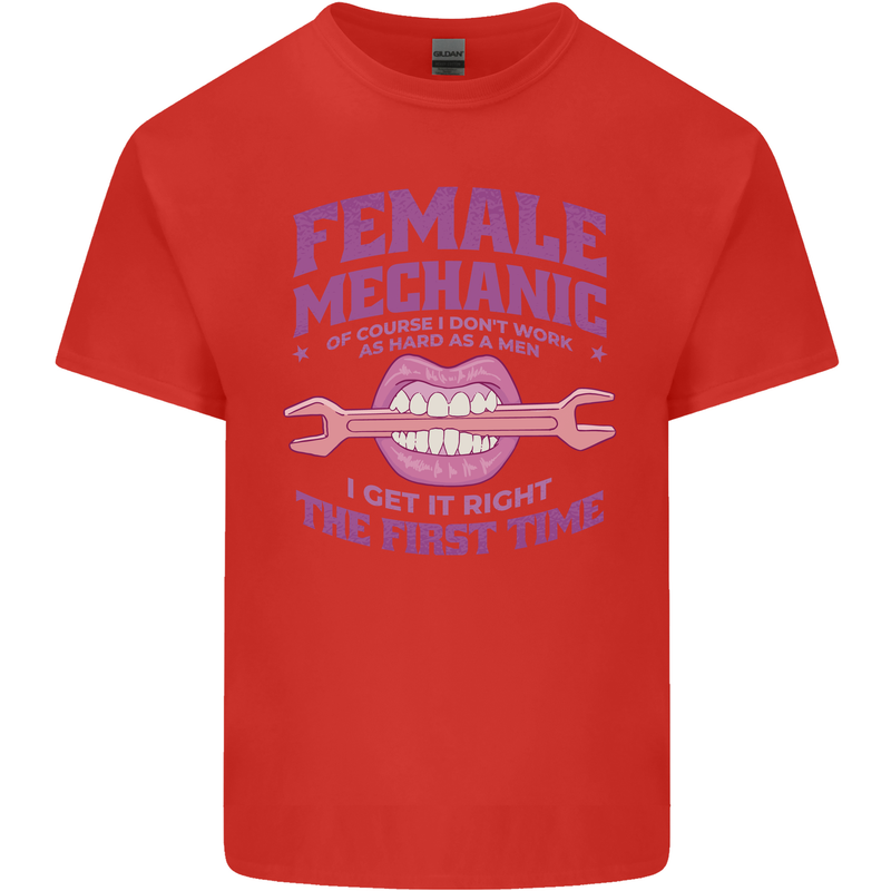 Funny Female Mechanic Kids T-Shirt Childrens Red