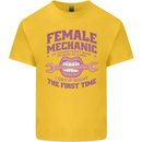 Funny Female Mechanic Kids T-Shirt Childrens Yellow