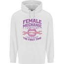 Funny Female Mechanic Mens 80% Cotton Hoodie White