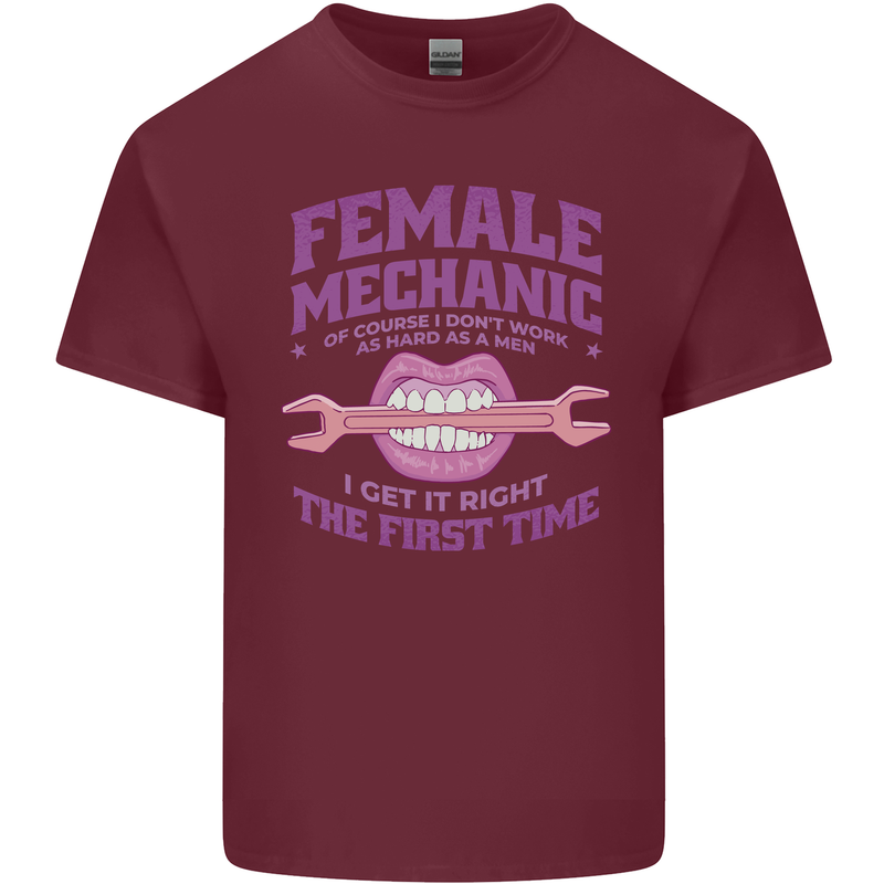 Funny Female Mechanic Mens Cotton T-Shirt Tee Top Maroon
