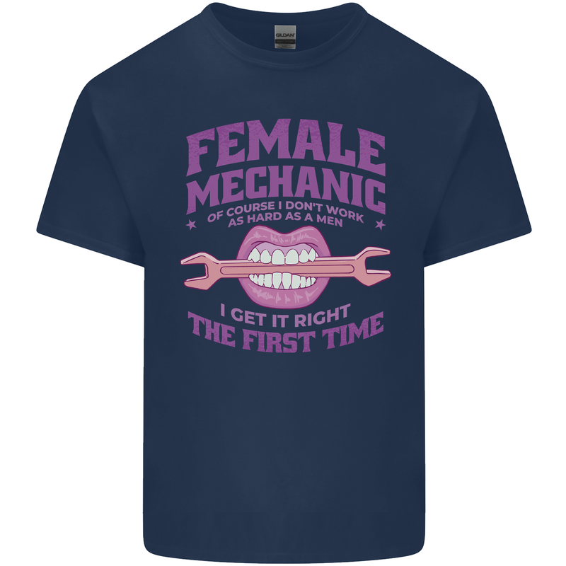 Funny Female Mechanic Mens Cotton T-Shirt Tee Top Navy Blue