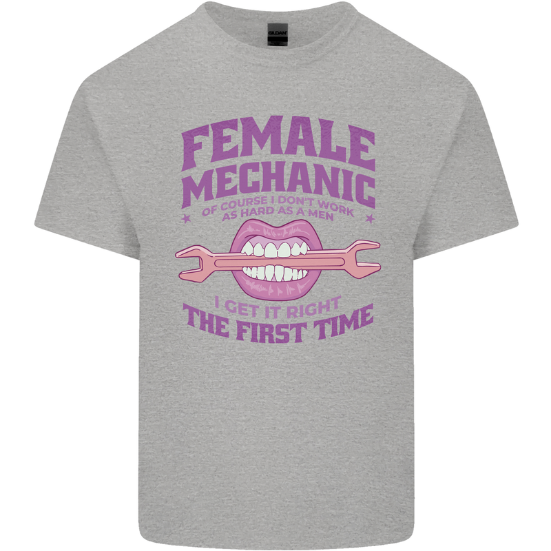 Funny Female Mechanic Mens Cotton T-Shirt Tee Top Sports Grey