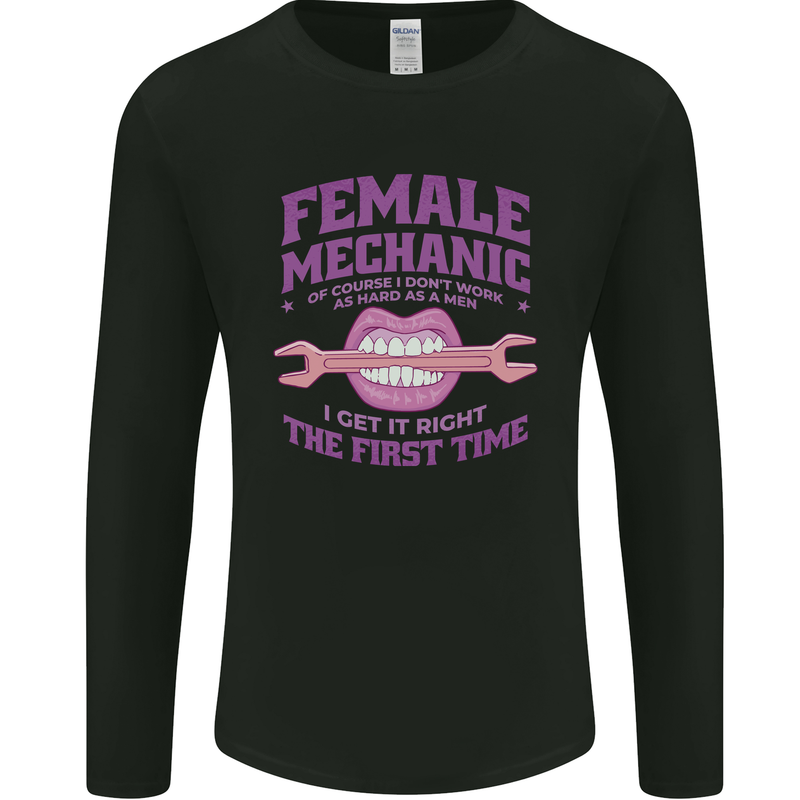 Funny Female Mechanic Mens Long Sleeve T-Shirt Black