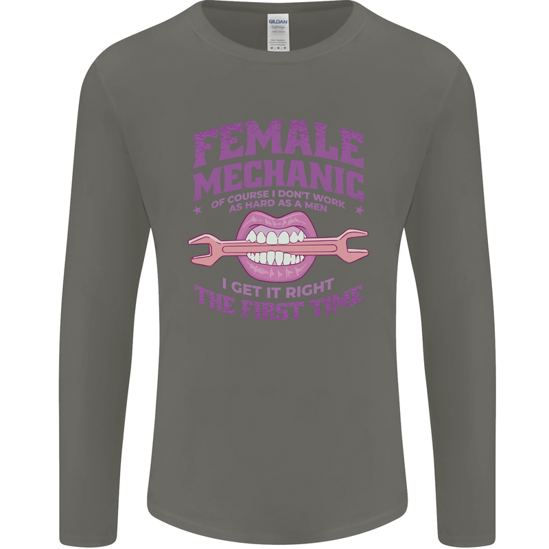 Funny Female Mechanic Mens Long Sleeve T-Shirt Charcoal