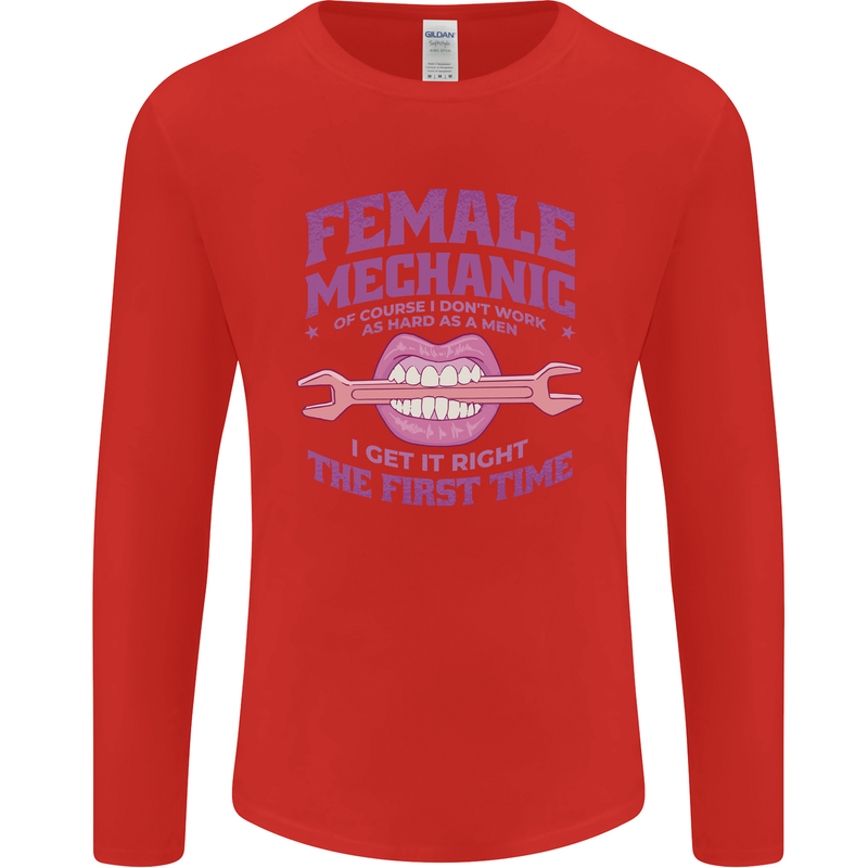 Funny Female Mechanic Mens Long Sleeve T-Shirt Red