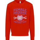 Funny Female Mechanic Mens Sweatshirt Jumper Bright Red