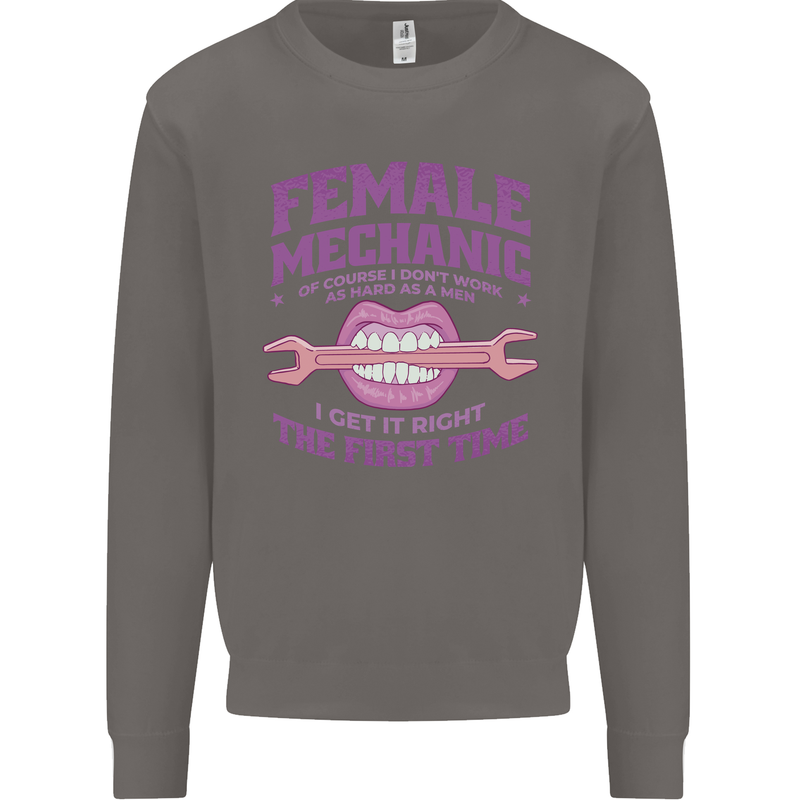 Funny Female Mechanic Mens Sweatshirt Jumper Charcoal