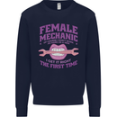 Funny Female Mechanic Mens Sweatshirt Jumper Navy Blue