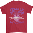 Funny Female Mechanic Mens T-Shirt 100% Cotton Red