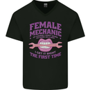 Funny Female Mechanic Mens V-Neck Cotton T-Shirt Black