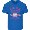Funny Female Mechanic Mens V-Neck Cotton T-Shirt Royal Blue