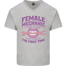 Funny Female Mechanic Mens V-Neck Cotton T-Shirt Sports Grey