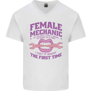 Funny Female Mechanic Mens V-Neck Cotton T-Shirt White