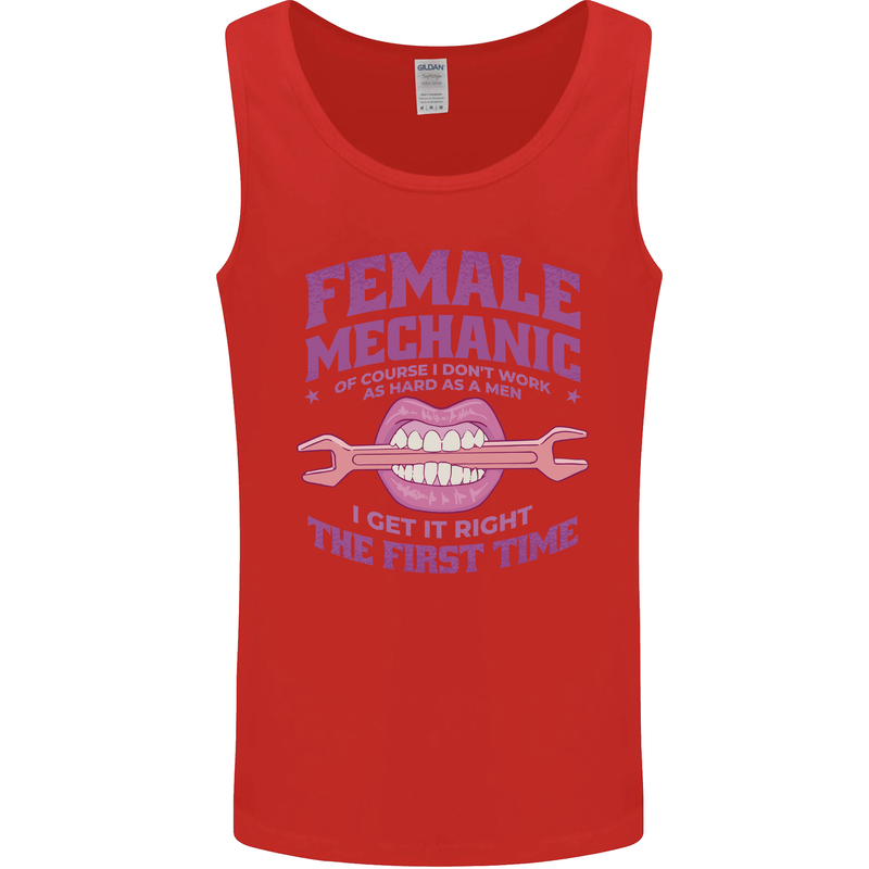 Funny Female Mechanic Mens Vest Tank Top Red