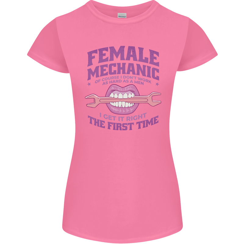 Funny Female Mechanic Womens Petite Cut T-Shirt Azalea