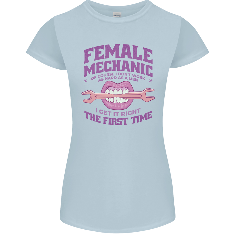 Funny Female Mechanic Womens Petite Cut T-Shirt Light Blue