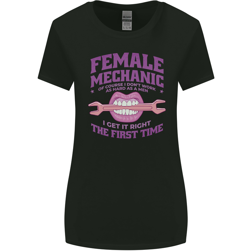 Funny Female Mechanic Womens Wider Cut T-Shirt Black