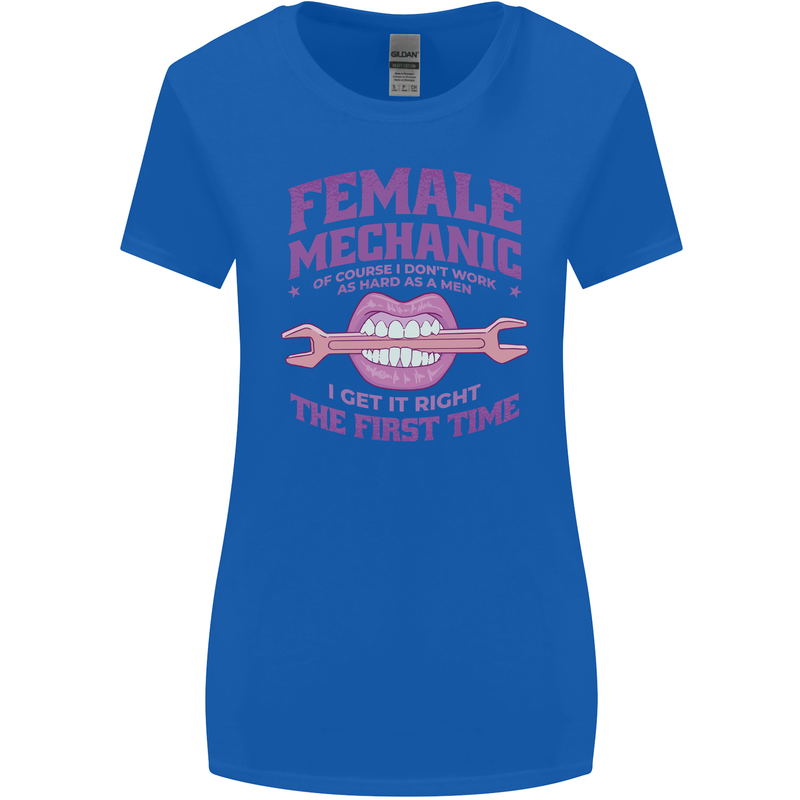 Funny Female Mechanic Womens Wider Cut T-Shirt Royal Blue