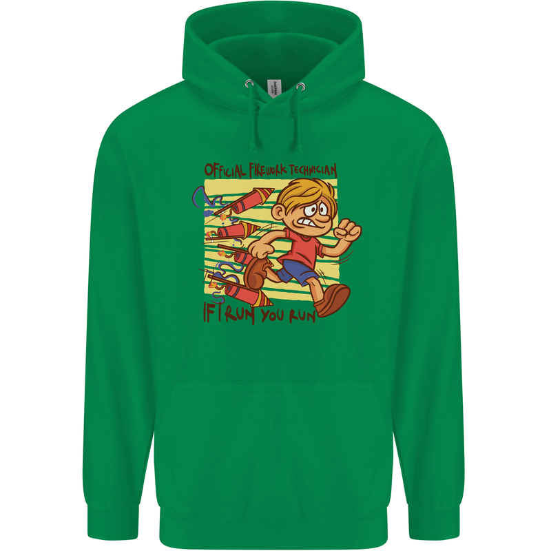 Funny Firework Bonfire Night Guy Fawkes Childrens Kids Hoodie Irish Green