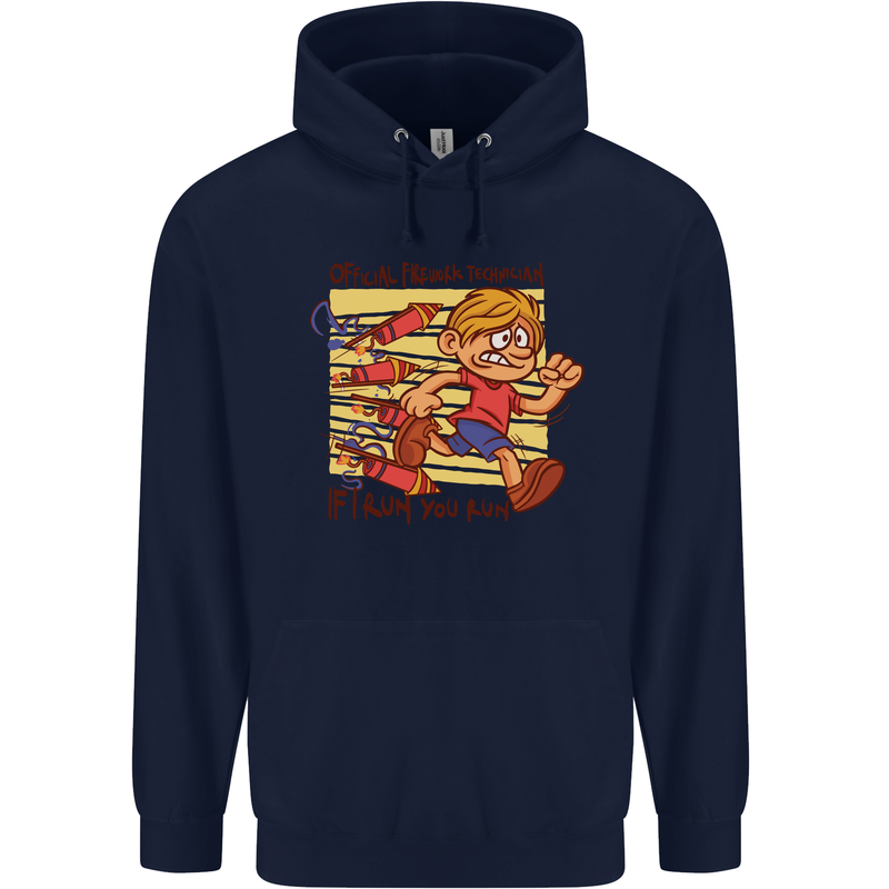 Funny Firework Bonfire Night Guy Fawkes Childrens Kids Hoodie Navy Blue