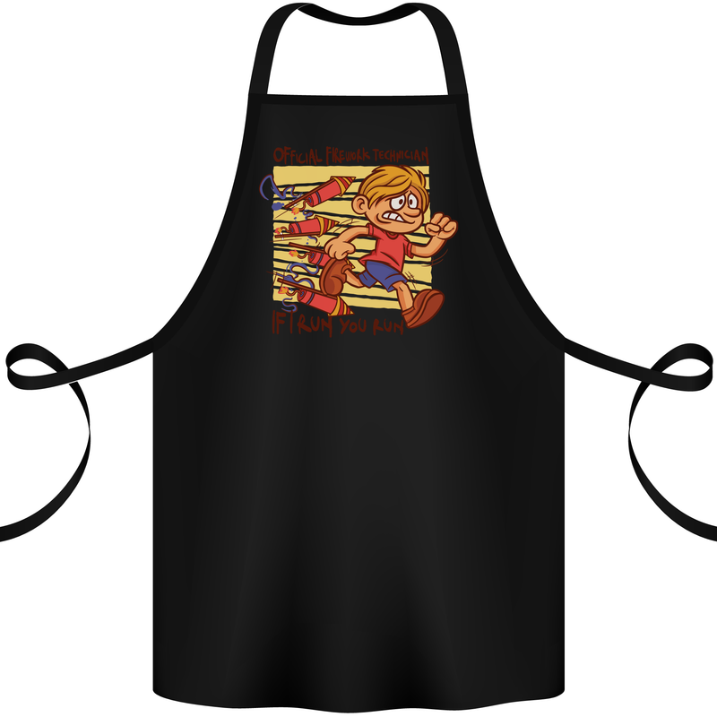 Funny Firework Bonfire Night Guy Fawkes Cotton Apron 100% Organic Black