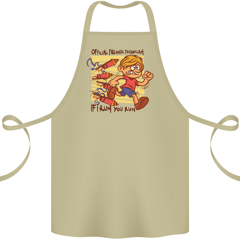 Funny Firework Bonfire Night Guy Fawkes Cotton Apron 100% Organic Khaki