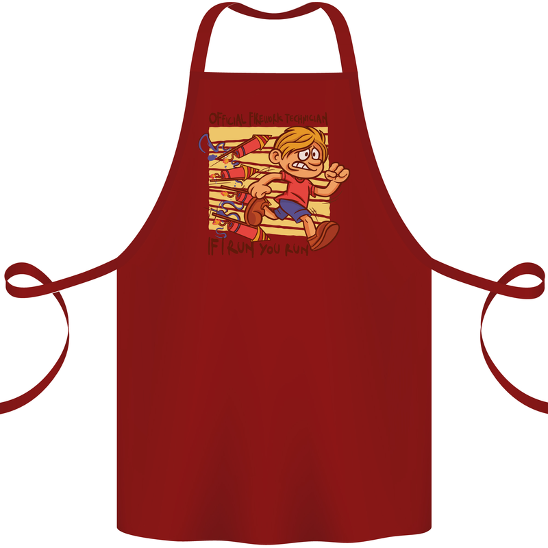 Funny Firework Bonfire Night Guy Fawkes Cotton Apron 100% Organic Maroon