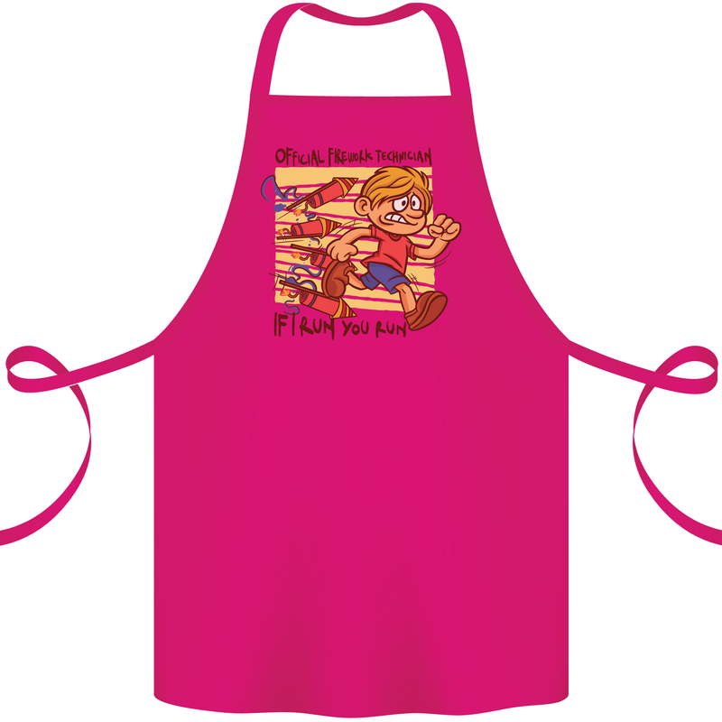 Funny Firework Bonfire Night Guy Fawkes Cotton Apron 100% Organic Pink