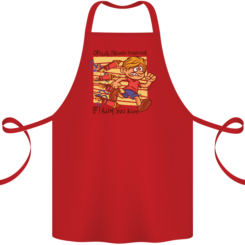 Funny Firework Bonfire Night Guy Fawkes Cotton Apron 100% Organic Red