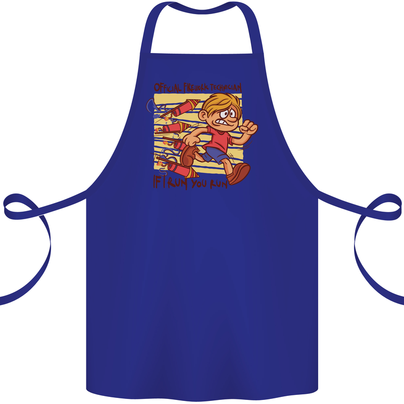 Funny Firework Bonfire Night Guy Fawkes Cotton Apron 100% Organic Royal Blue
