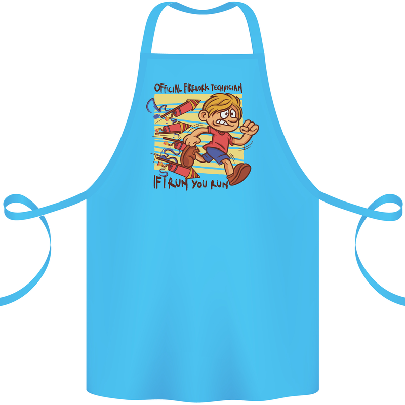 Funny Firework Bonfire Night Guy Fawkes Cotton Apron 100% Organic Turquoise