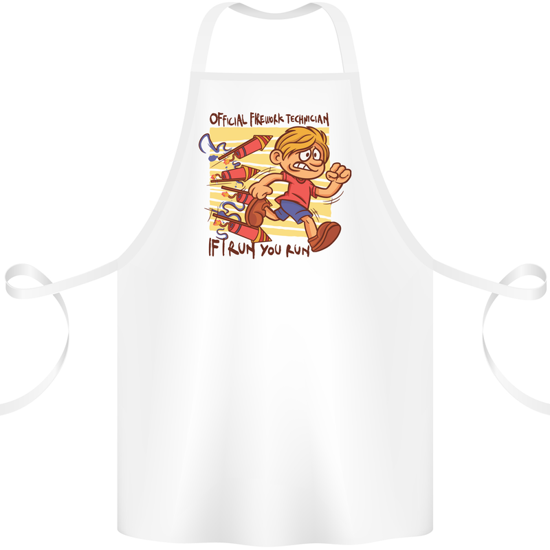 Funny Firework Bonfire Night Guy Fawkes Cotton Apron 100% Organic White