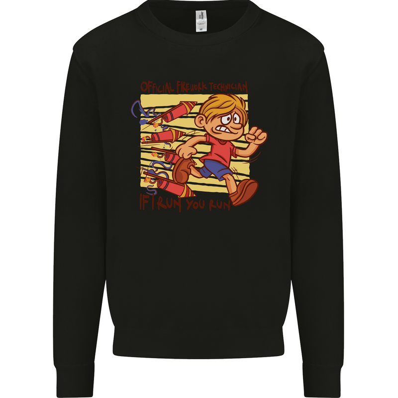 Funny Firework Bonfire Night Guy Fawkes Kids Sweatshirt Jumper Black