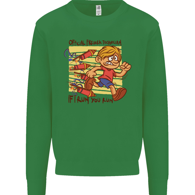 Funny Firework Bonfire Night Guy Fawkes Kids Sweatshirt Jumper Irish Green