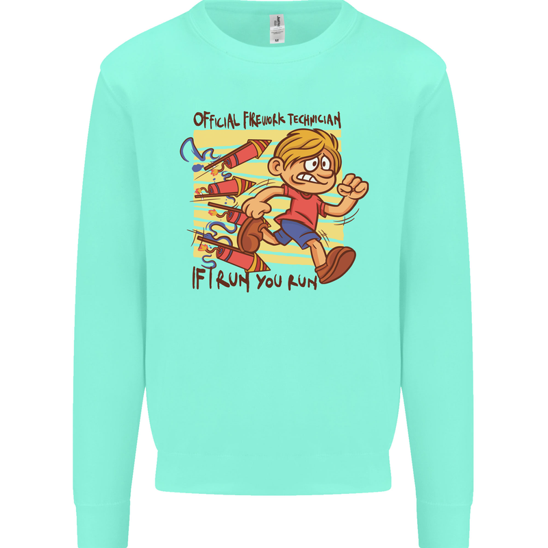 Funny Firework Bonfire Night Guy Fawkes Kids Sweatshirt Jumper Peppermint