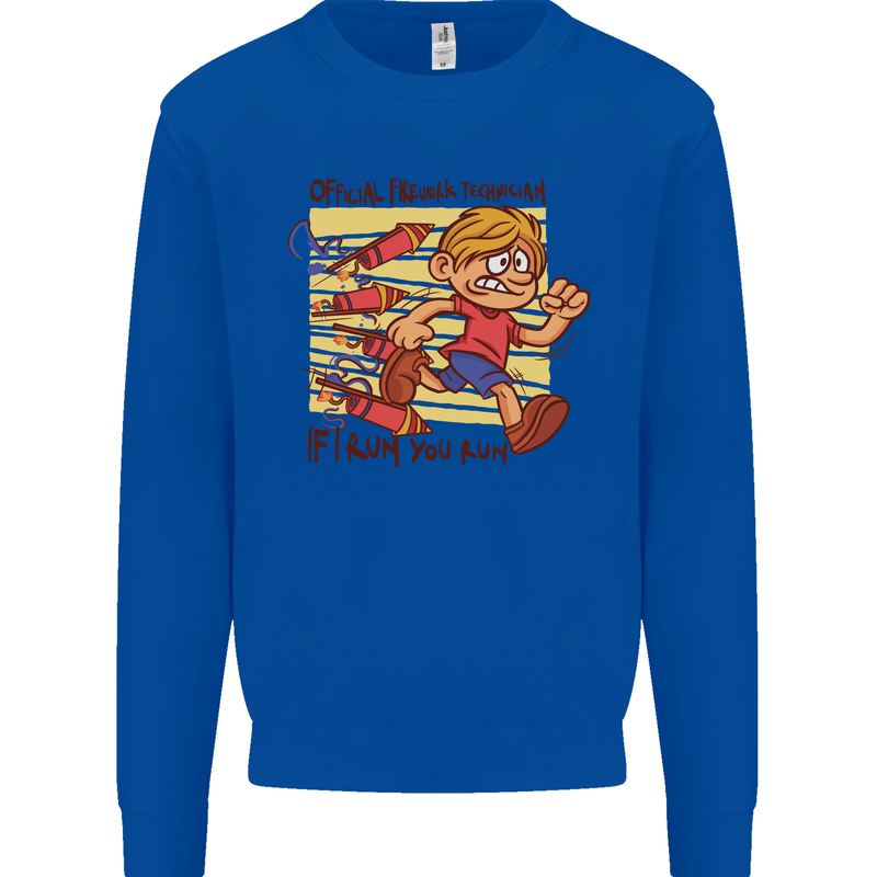 Funny Firework Bonfire Night Guy Fawkes Kids Sweatshirt Jumper Royal Blue