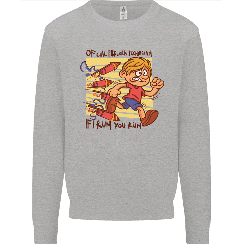 Funny Firework Bonfire Night Guy Fawkes Kids Sweatshirt Jumper Sports Grey