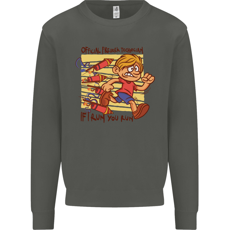 Funny Firework Bonfire Night Guy Fawkes Kids Sweatshirt Jumper Storm Grey