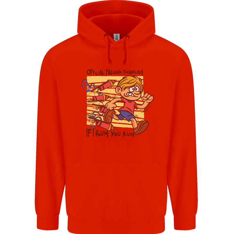 Funny Firework Bonfire Night Guy Fawkes Mens 80% Cotton Hoodie Bright Red