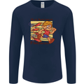 Funny Firework Bonfire Night Guy Fawkes Mens Long Sleeve T-Shirt Navy Blue